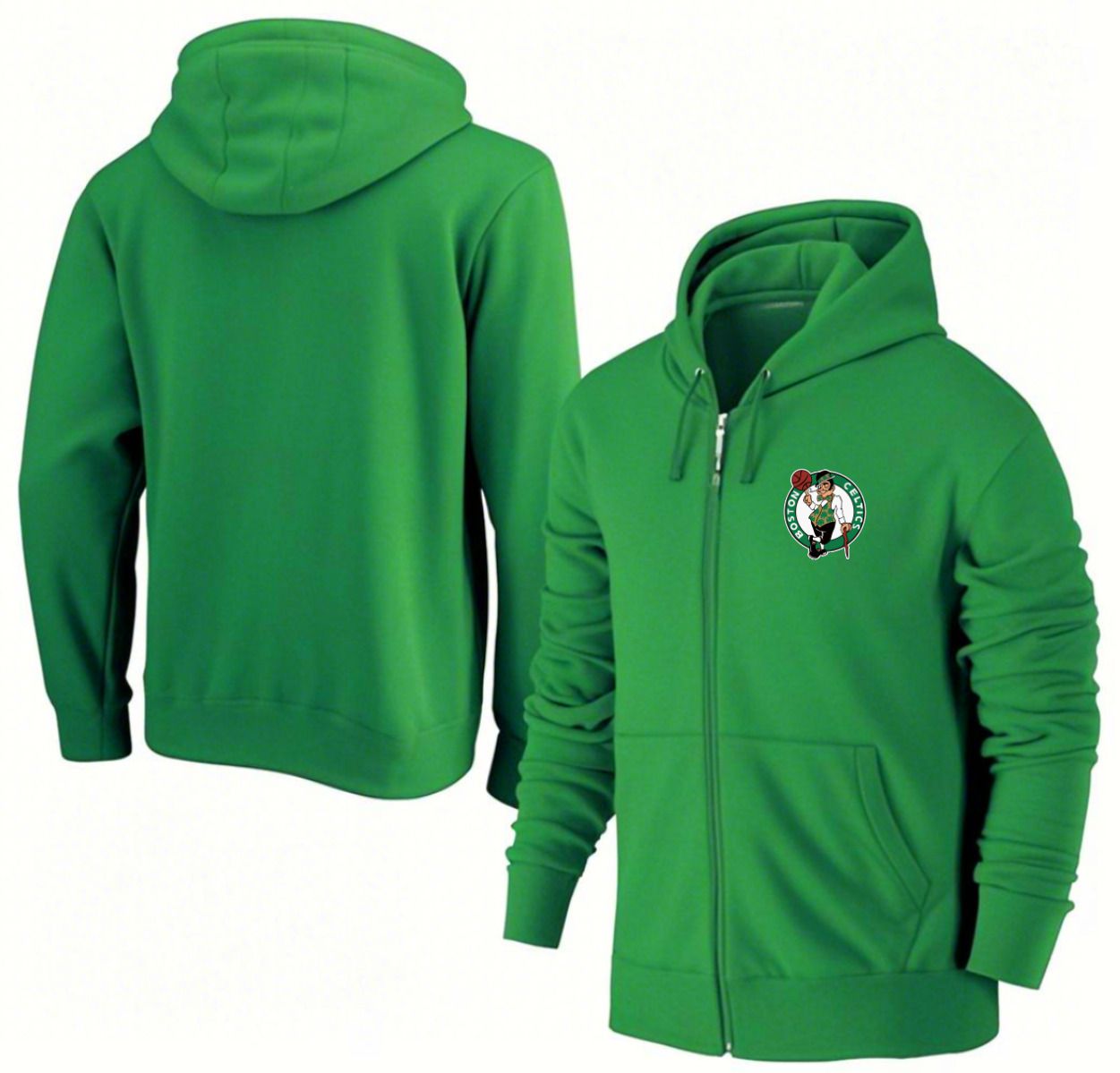 Men Boston Celtics Green Zipper hoodie 2025 NBA Jersey style 1
